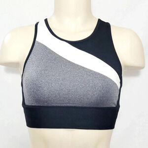 Champion C9 N9683 Asymetrical Longline Wire Free Sports Bra Gray White NWT